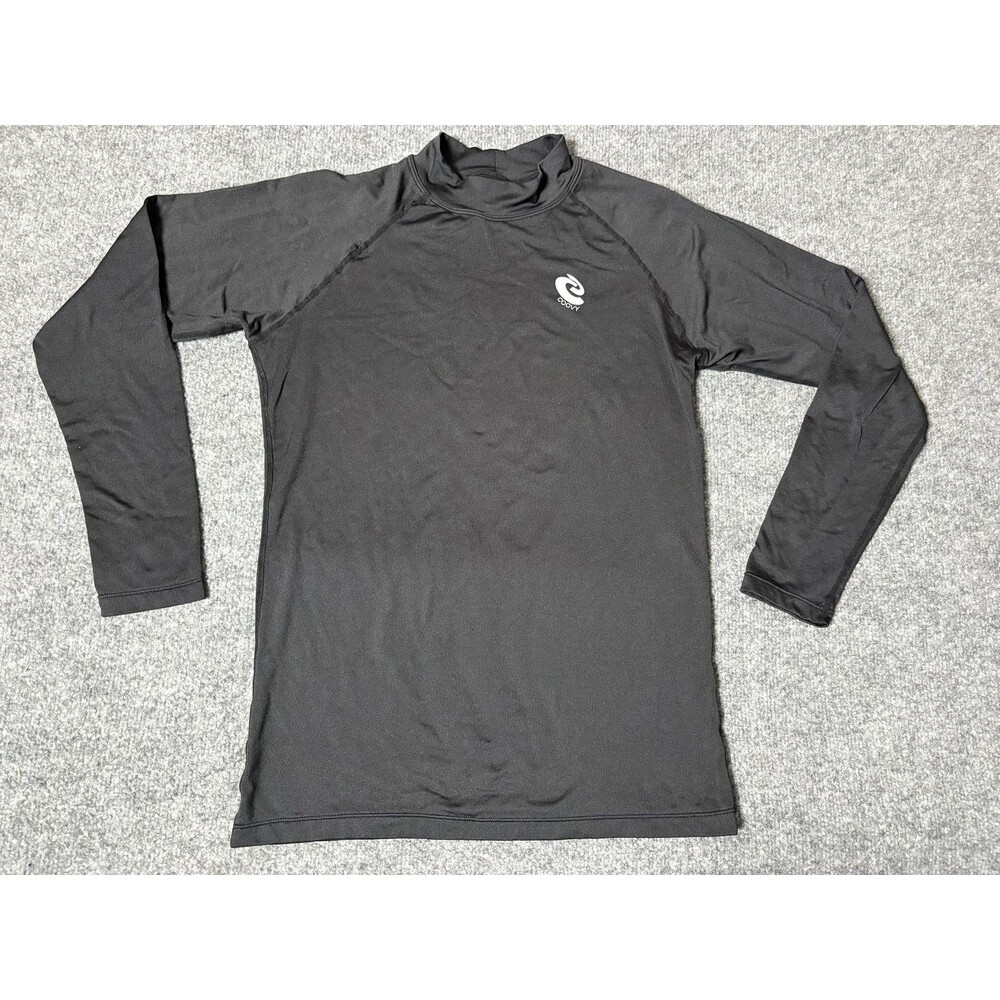 COOVY Shirt Mens M Black Long Sleeve Mock Neck Stretch Athletic Tee Base Layer